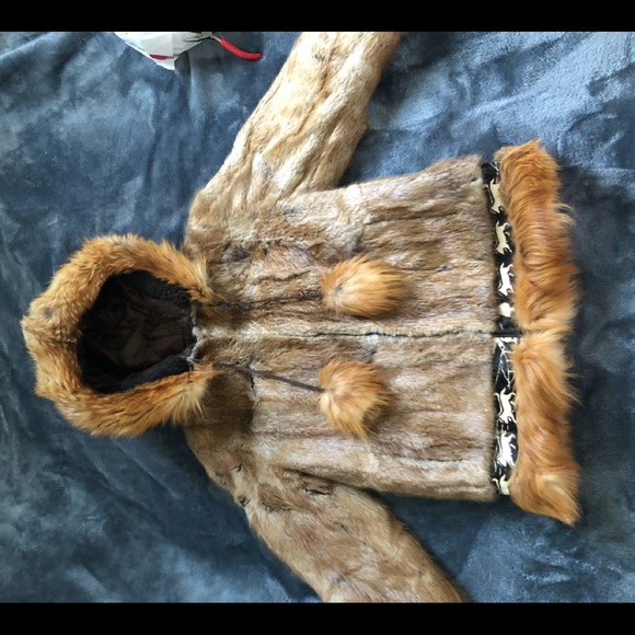 Luxury baby mink and baby fox kids fur coat